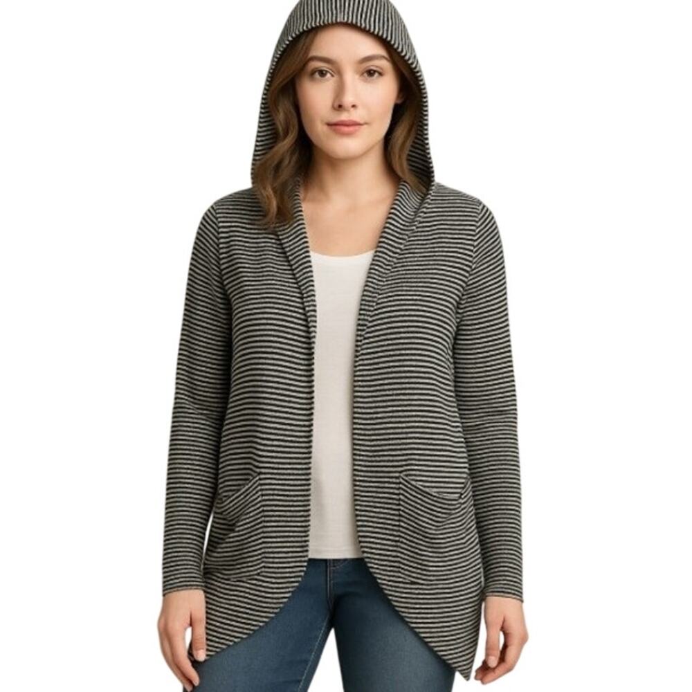Philosophy Women's Small Petite Coverup Hooded Black White Striped